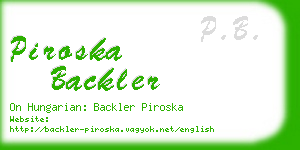 piroska backler business card